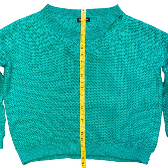 Swoop Neck Teal Sweater - Picture 6 of 12